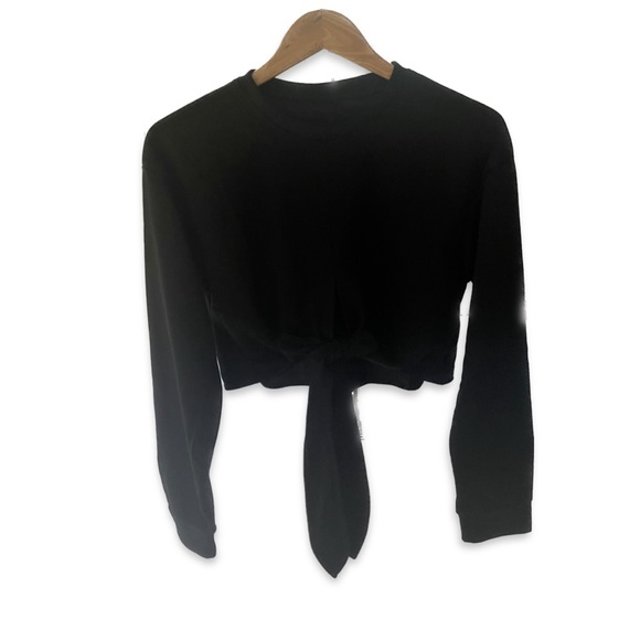 NEW Dropped Shoulder Tie Back Cropped Casual Sports Sweatshirt Size S - Picture 2 of 3